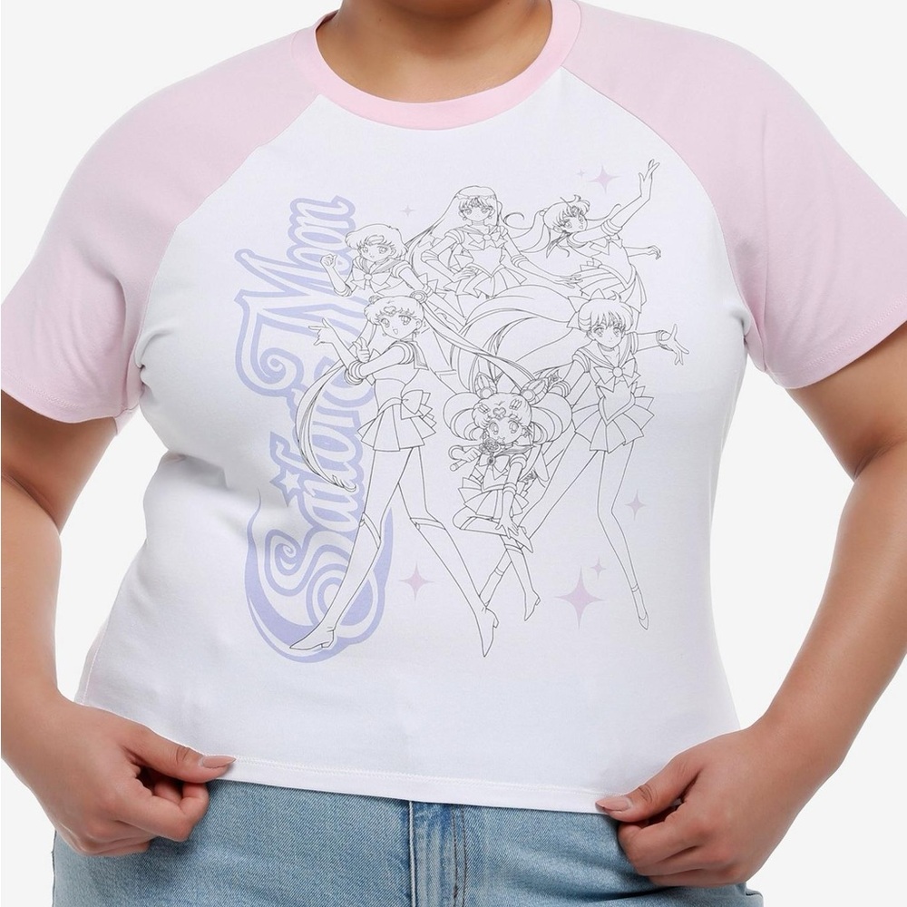 Hot Topic Pretty Guardian Sailor Moon Outline & Names Girls Raglan Baby T-Shirt
